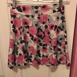 High waisted floral skater skirt